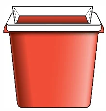 A red container with a lid

Description automatically generated