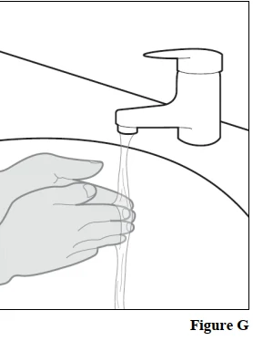 A drawing of a hand washing

Description automatically generated